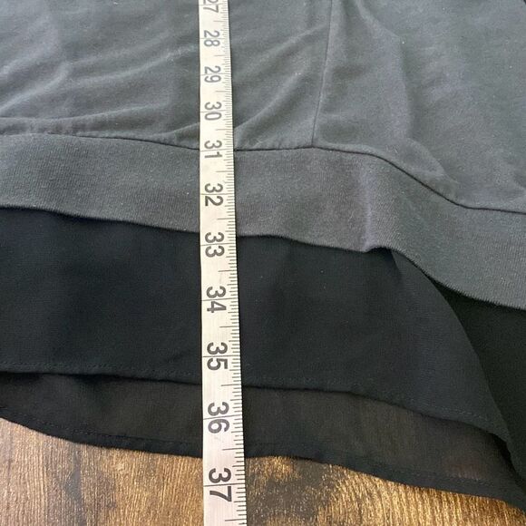 All Saints gray w/black sheer hem a sym midi dress jersey Sz M - Picture 6 of 7